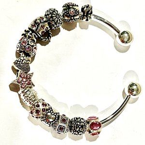 PINK RHINESTONE EUROPEAN BANGLE BRACELET